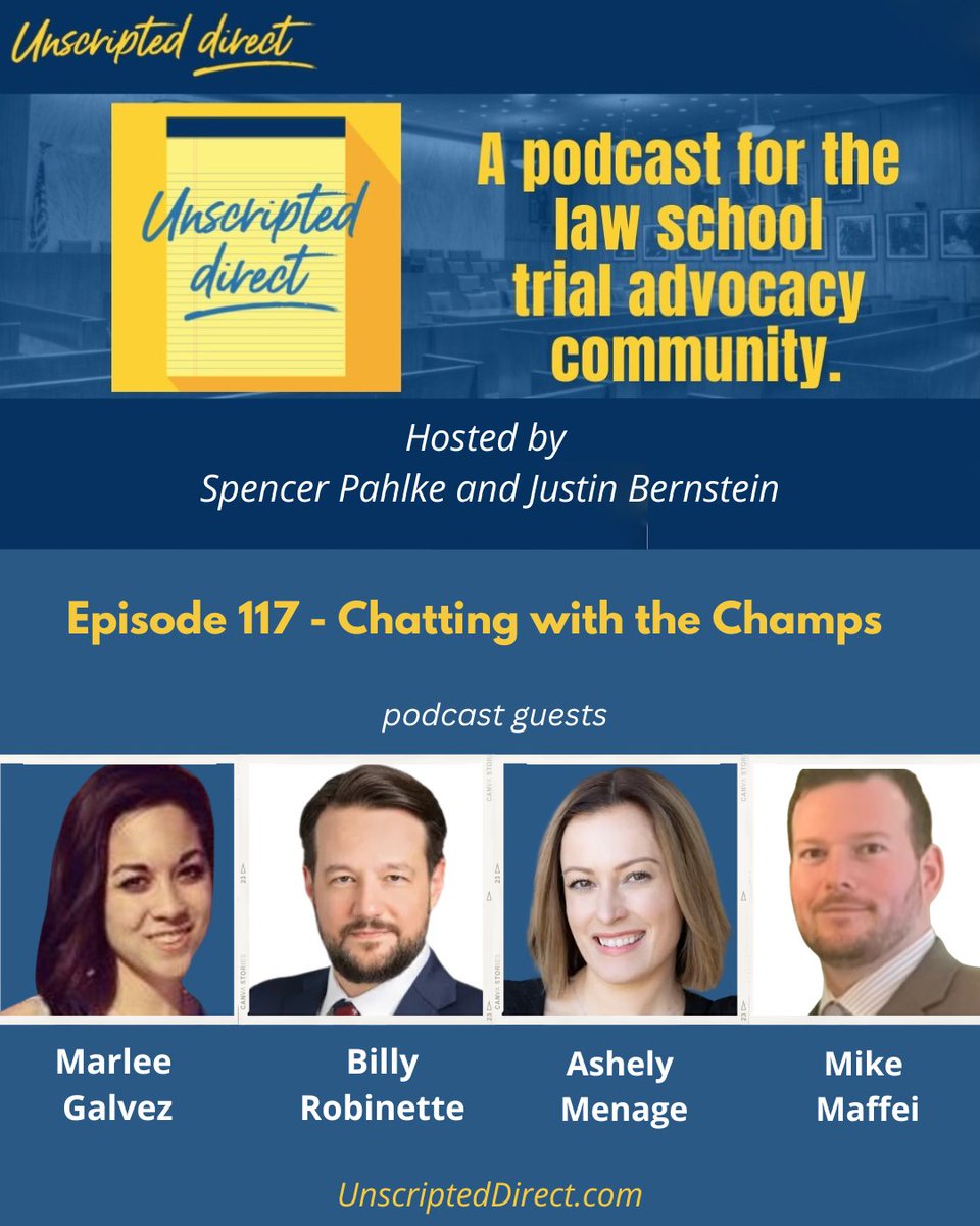 This week on the podcast, we chat with the champs as we interview the St. John's advocates and coaches, fresh off their NTC championship and the South Texas coaches and half of their advocates, fresh off their AAJ STAC championship. Listen to episode at: buzzsprout.com/1834655/episod…
