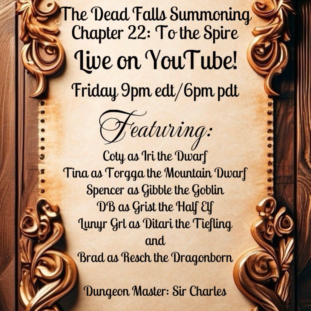 Derrok - the decrepit Mummy Lord - has been defeated &amp; our heroes are heavily battle damaged. But one task is clearly at hand - and it resides in the spire at the Dead Falls. Join us for our SEASON 3 FINALE at 9pm edt/6pm pdt on YouTube - ANYTHING CAN HAPPEN!!!
#dnd #gamenight
