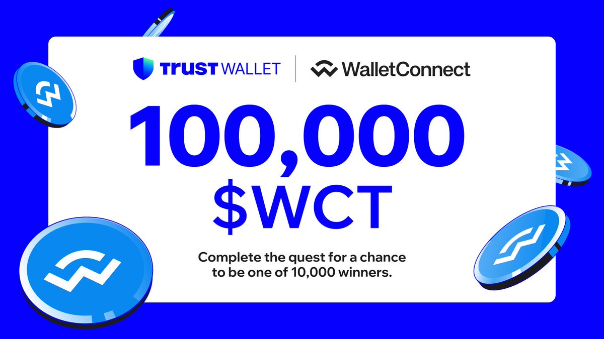 Trust Wallet (@trustwallet) on Twitter photo 100,000 $WCT. 10,000 winners. Who's in fam?
How to enter:
🔹 Like & RT
🔹 Follow <a href="/TrustWallet/">Trust Wallet</a> & <a href="/WalletConnect/">WalletConnect</a>
👇 Complete the quest with Trust Wallet
short.trustwallet.com/WalletConnect 100,000 $WCT. 10,000 winners. Who's in fam?
How to enter:
🔹 Like & RT
🔹 Follow <a href="/TrustWallet/">Trust Wallet</a> & <a href="/WalletConnect/">WalletConnect</a>
👇 Complete the quest with Trust Wallet
short.trustwallet.com/WalletConnect