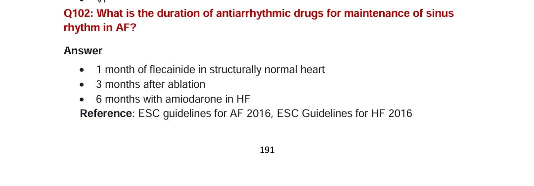 drahmedmohsen85's tweet photo. لو عيان عنده AF واديته antiarrhythmic drug 
ورجع sinus rhythm 

يكمل على الدواء لمدة اد ايه؟

شوف الإجابة من كتاب 

Tips and Tricks in Cardiology 

Volume I https://t.co/jkhjYFVPcj