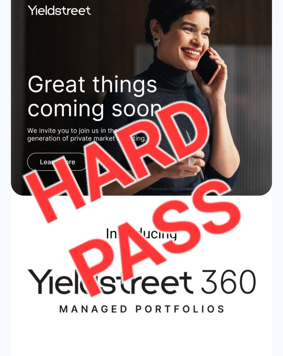 #Yieldstreet now wants to manage your portfolio.

.....Because passively watching your investments evaporate wasn’t enough — now they’ll curate the experience.

“Coming soon: Your capital, just as missing but now with branding."

Hard Pass.  Stay away.
#Yieldstreet360 #Fintech