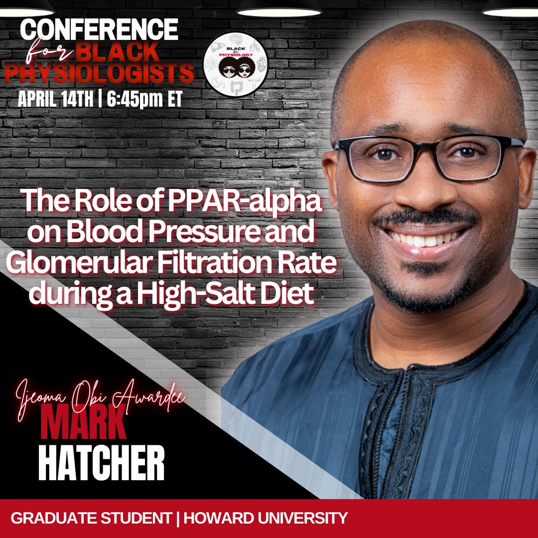Black in Physiology (@blackinphysio) on Twitter photo Join us in celebrating the 2025 Ijeoma Obi Awardee, Mark Hatcher (<a href="/markdhatcher/">Mark D. Hatcher</a>)—a graduate student at Howard University! Honored for his commitment to mentorship, advocacy & community.
Don’t miss his talk on April 14 at 6:45PM ET!
Register now: us06web.zoom.us/webinar/regist… Join us in celebrating the 2025 Ijeoma Obi Awardee, Mark Hatcher (<a href="/markdhatcher/">Mark D. Hatcher</a>)—a graduate student at Howard University! Honored for his commitment to mentorship, advocacy & community.
Don’t miss his talk on April 14 at 6:45PM ET!
Register now: us06web.zoom.us/webinar/regist…