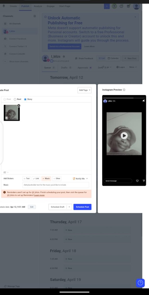 ilupeju13858's tweet photo. Day 12 of the 31DaysVAChallenge! 

I scheduled my first social media post using Buffer tool.

Here's a screenshot of my content calendar. What's your favorite social media tool? Let's discuss it!

#31DaysVAChallenge #SocialMediaVA #ContentScheduling https://t.co/X3rUW7f8cd