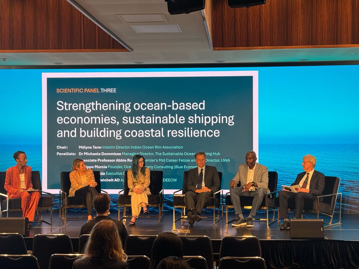 This morning Dr. Arthur Tuda, WIOMSA Executive Director, spoke on the Scientific Panel on Strengthening Sustainable Ocean Based Economies, Sustainable Shipping and Building Coastal Resilience at the Indian Ocean Forum 2025.