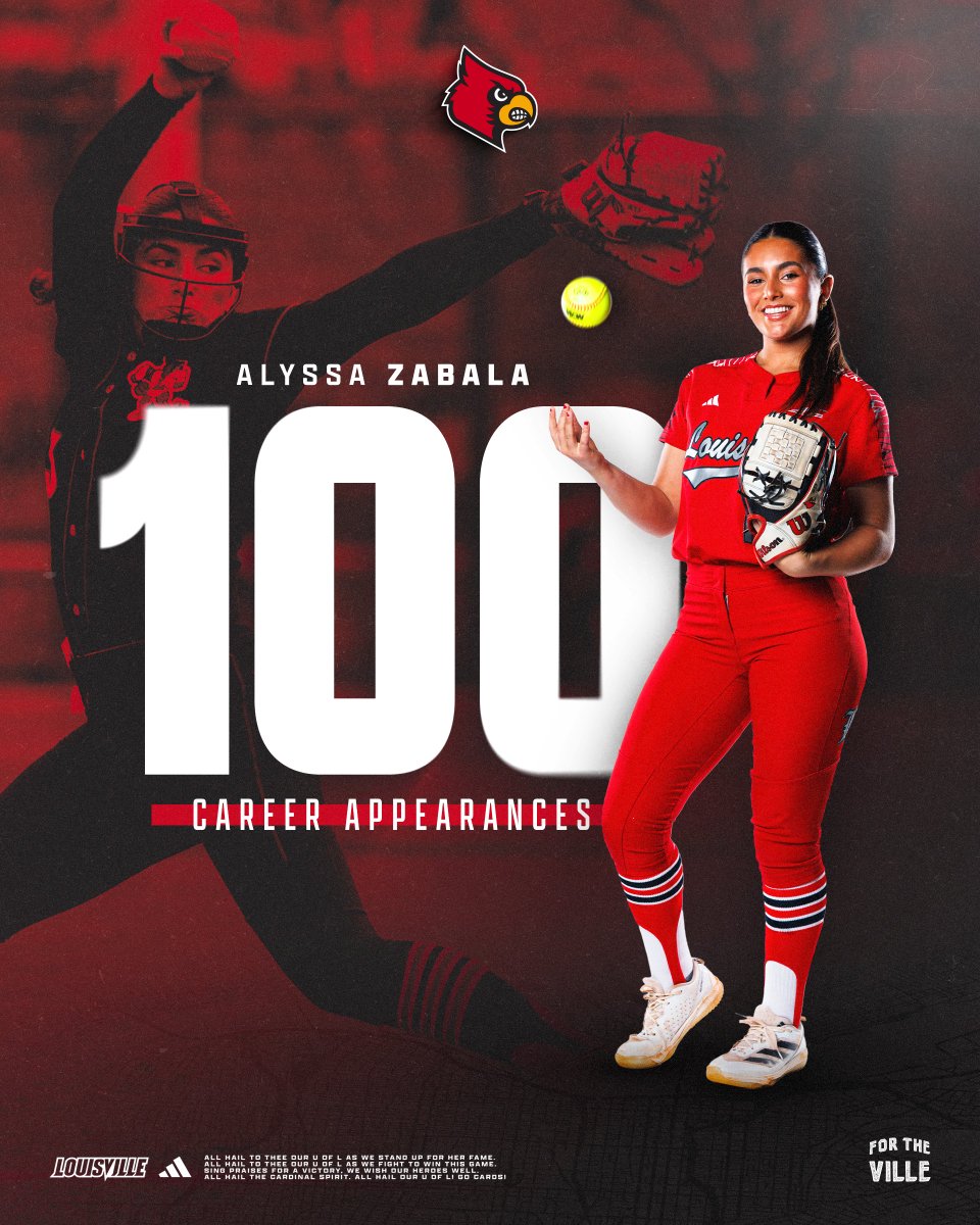 Louisville Softball (@louisvillesb) on Twitter photo And for the 100th time in her career, <a href="/alyssazabala/">Alyssa Zabala</a> enters the circleโผ๏ธ๐
#GoCards And for the 100th time in her career, <a href="/alyssazabala/">Alyssa Zabala</a> enters the circleโผ๏ธ๐
#GoCards