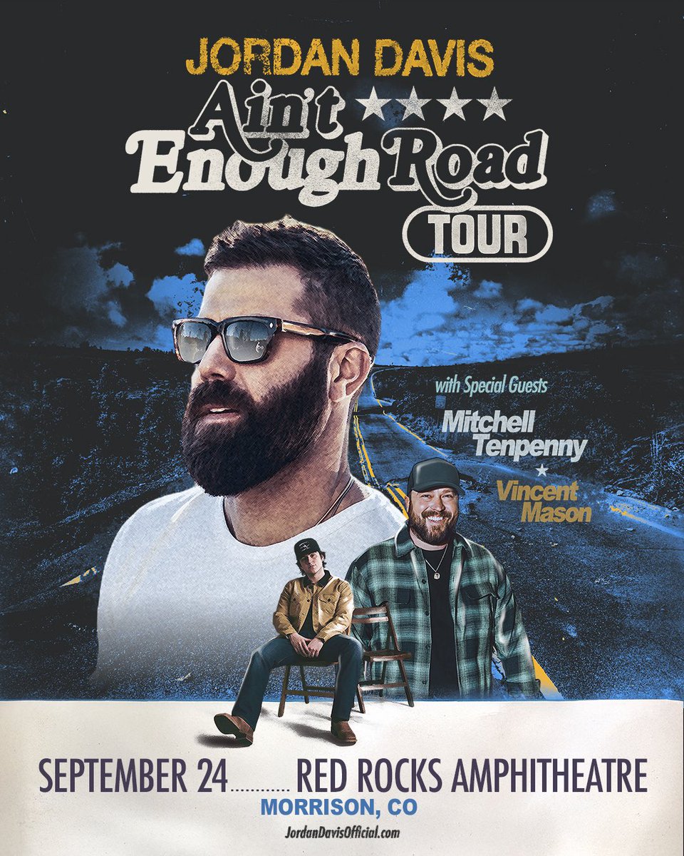 Jordan Davis Music (@jordancwdavis) on Twitter photo Tickets to the #AintEnoughRoadTour at <a href="/RedRocksCO/">Red Rocks Park & Amphitheatre</a> are on sale now. Get tickets: jordandavisofficial.com/tour Tickets to the #AintEnoughRoadTour at <a href="/RedRocksCO/">Red Rocks Park & Amphitheatre</a> are on sale now. Get tickets: jordandavisofficial.com/tour