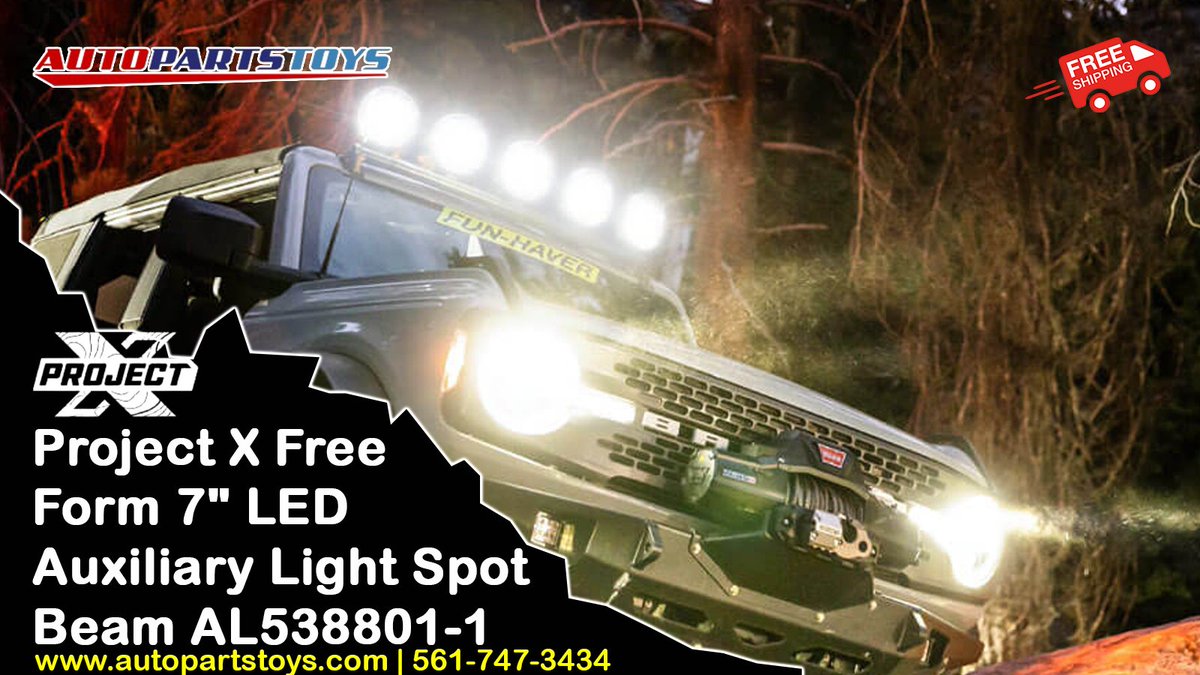 autopartstoys's tweet image. See further, drive safer. The Project X Free Form 7" LED Auxiliary Light Spot delivers crystal-clear illumination with its advanced free-form reflector technology. 

#ProjectXLights #LEDSpotLights #DrivingLights #OffroadLighting #TruckAccessories #JeepAccessories #SafetyFirst