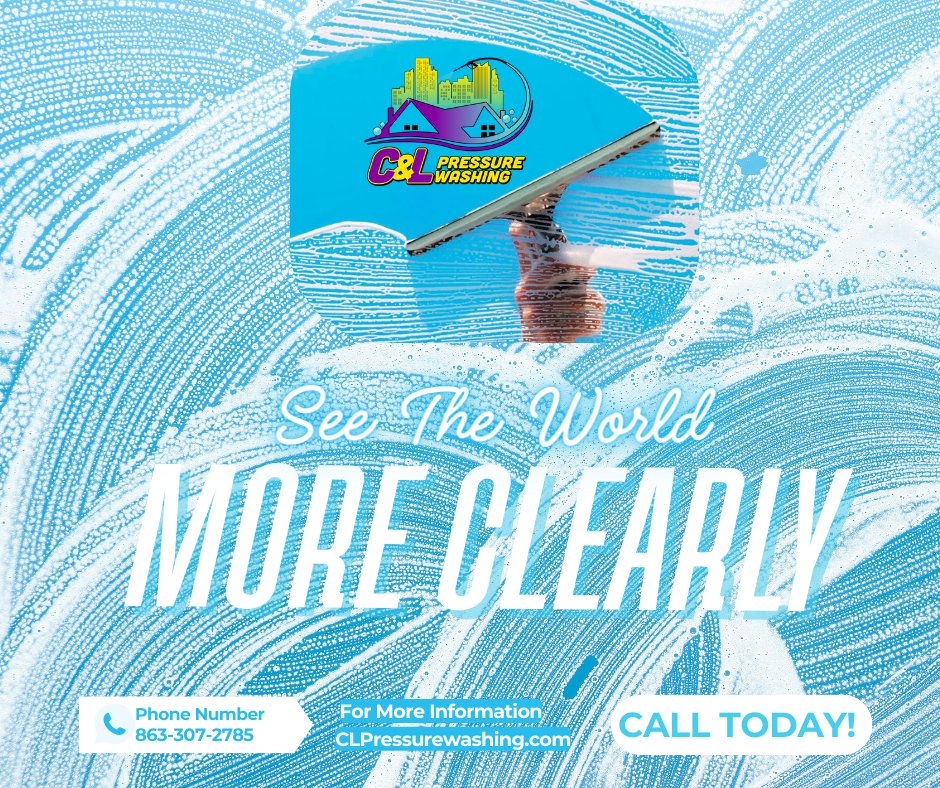 CLPressureWash1's tweet photo. ✨Let us bring back the shine and clarity—your windows (and your eyes) will thank you! 👀🧼

📲 Call or text 863-307-2785 to schedule your window glow-up today!

#CrystalClearViews #WindowCleaningExperts #CLPressureWashing #ShineOnCentralFL https://t.co/NsPjY6pFb2