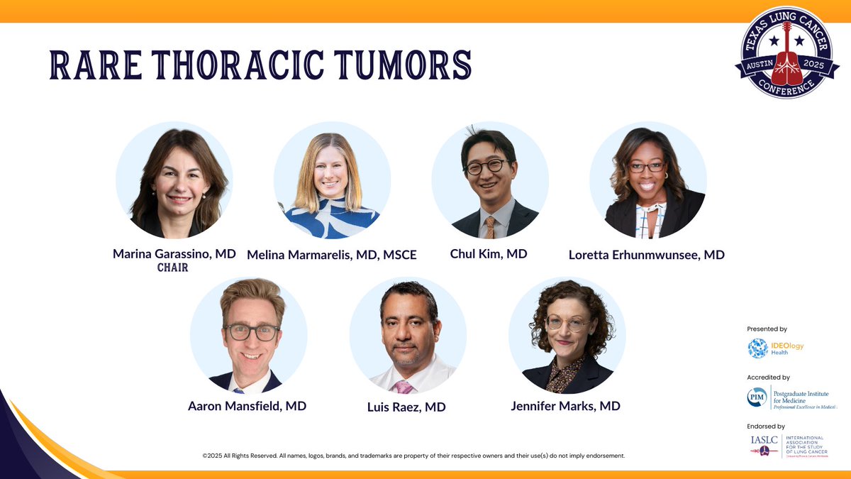 TLC Conference (@tlcconference) on Twitter photo Session 4 at #TexasLung25 starts at 1:15 PM. Join Drs. <a href="/marinagarassino/">Marina Garassino</a>, <a href="/MMarmarelis/">Melina Marmarelis</a>, <a href="/chulkimMD/">Chul Kim</a>, <a href="/LorettaEMD/">Loretta Erhunmwunsee, MD, FACS</a>, <a href="/AMansfieldMD/">Aaron Mansfield</a>, <a href="/LuisRaezMD/">Dr. Luis E. Raez</a>, and <a href="/jennifermarksmd/">Jennifer A. Marks, MD</a> as they discuss rare thoracic tumors. hubs.la/Q03g5PQZ0 Session 4 at #TexasLung25 starts at 1:15 PM. Join Drs. <a href="/marinagarassino/">Marina Garassino</a>, <a href="/MMarmarelis/">Melina Marmarelis</a>, <a href="/chulkimMD/">Chul Kim</a>, <a href="/LorettaEMD/">Loretta Erhunmwunsee, MD, FACS</a>, <a href="/AMansfieldMD/">Aaron Mansfield</a>, <a href="/LuisRaezMD/">Dr. Luis E. Raez</a>, and <a href="/jennifermarksmd/">Jennifer A. Marks, MD</a> as they discuss rare thoracic tumors. hubs.la/Q03g5PQZ0