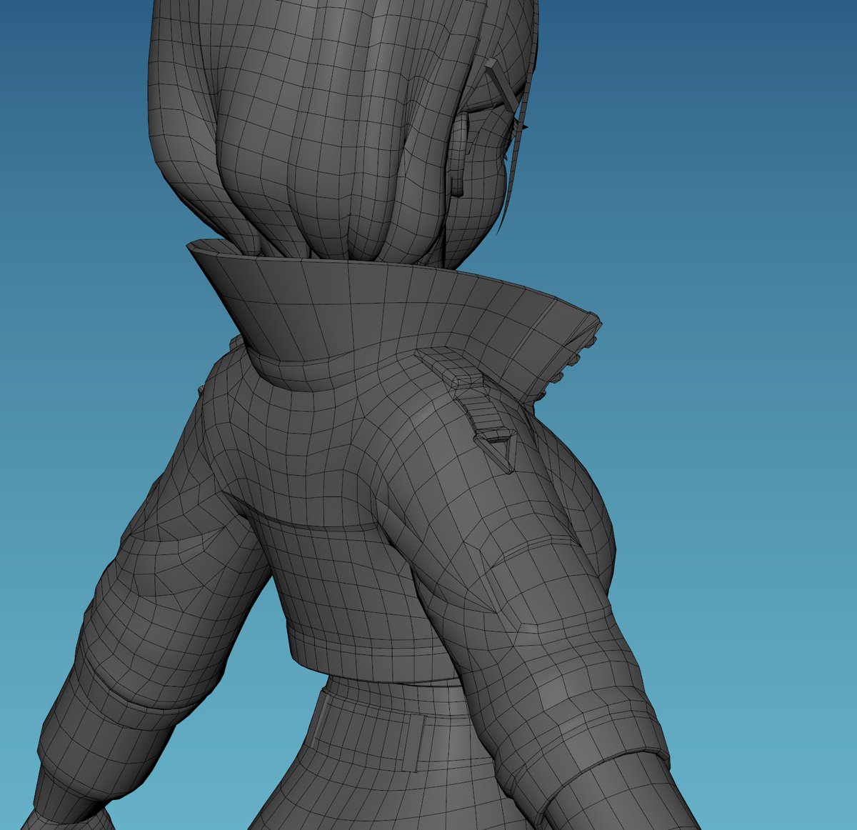 added some details to the jacket. happy with how the zipper came out and only added about 1k tri's