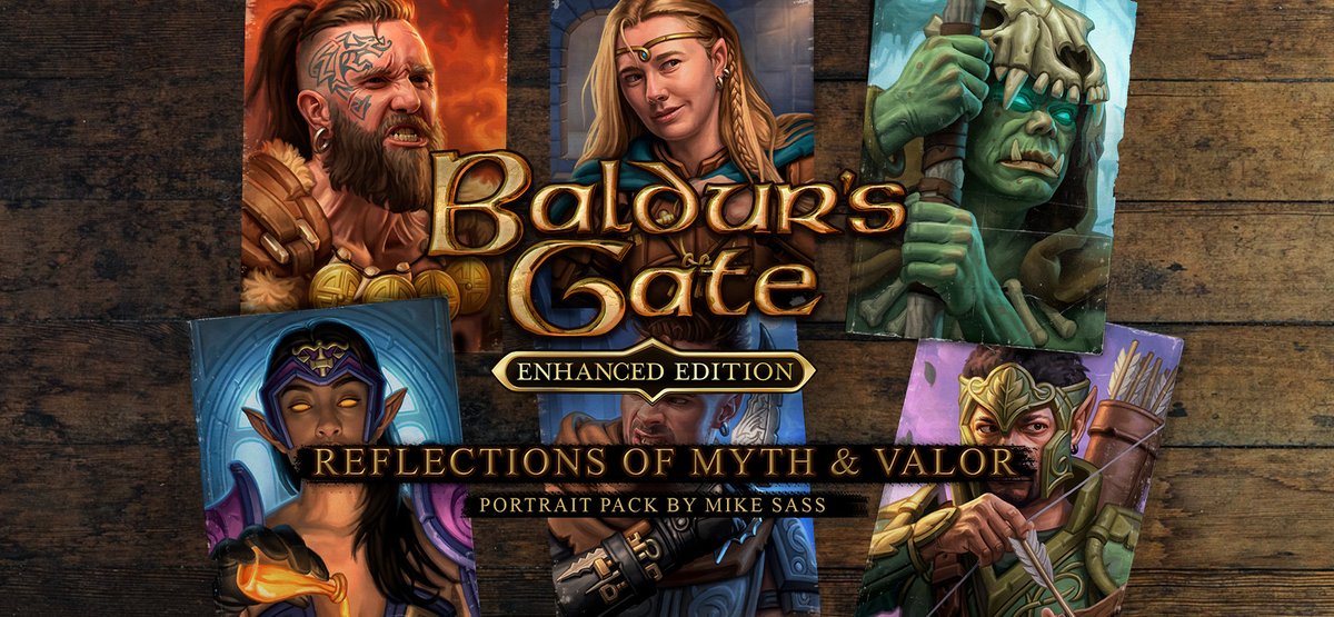 📢Announcing Reflections Of Myth &amp; Valor! A brand-new Baldur's Gate portrait pack by O.G. artist Mike Sass releases on April 29th alongside 2 free community portraits as a separate download!🎨

Wishlist today—and start planning your next playthrough of the #BaldursGate saga!