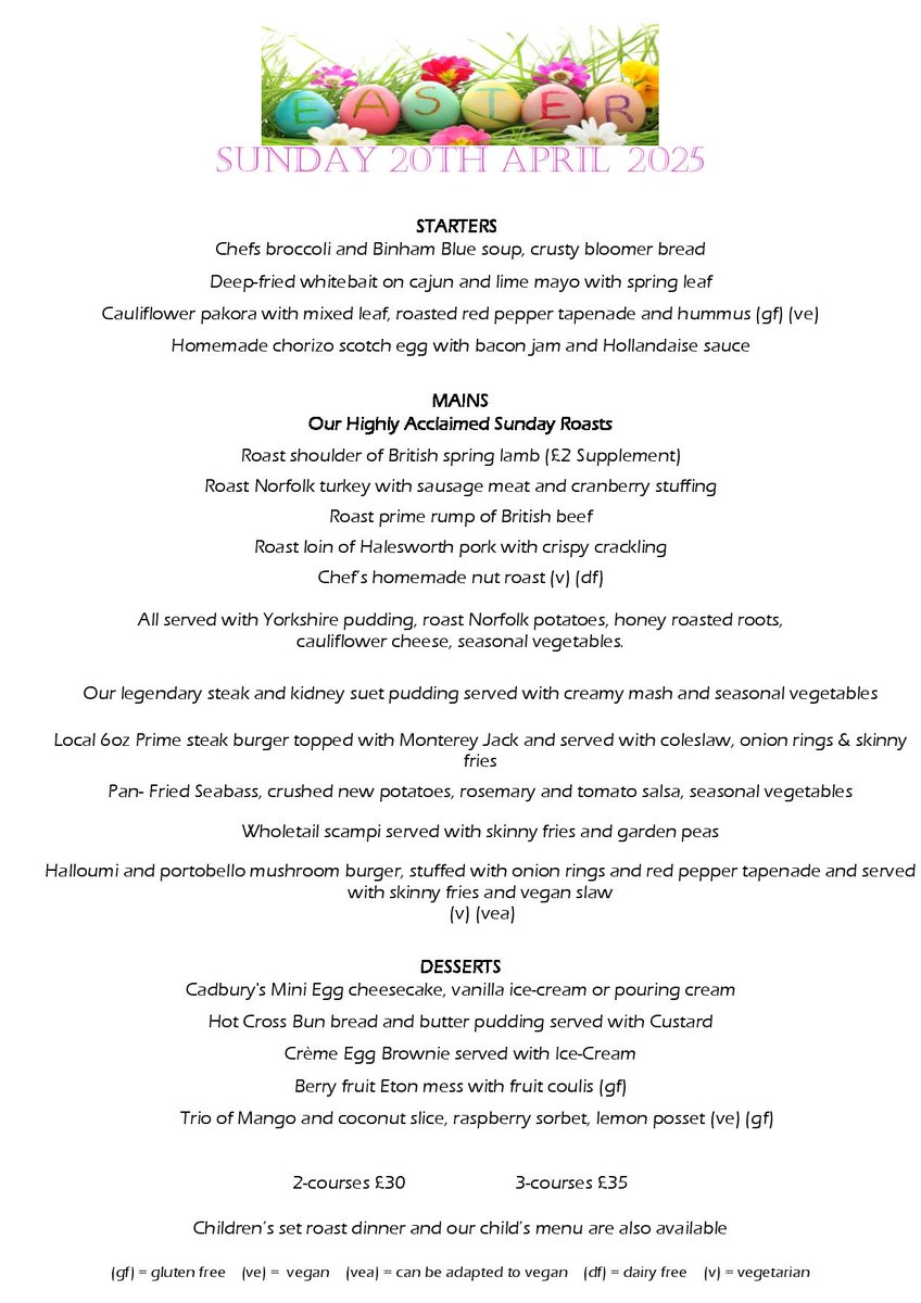 Banningham Crown (@banninghamcrown) on Twitter photo Special #Easter #sunday #lunch <a href="/BanninghamCrown/">Banningham Crown</a> Booking Advisable. Children's #Easter egg hunt. ๐ฅ๐ชบ๐ฃ๐ฐ๐ Special #Easter #sunday #lunch <a href="/BanninghamCrown/">Banningham Crown</a> Booking Advisable. Children's #Easter egg hunt. ๐ฅ๐ชบ๐ฃ๐ฐ๐