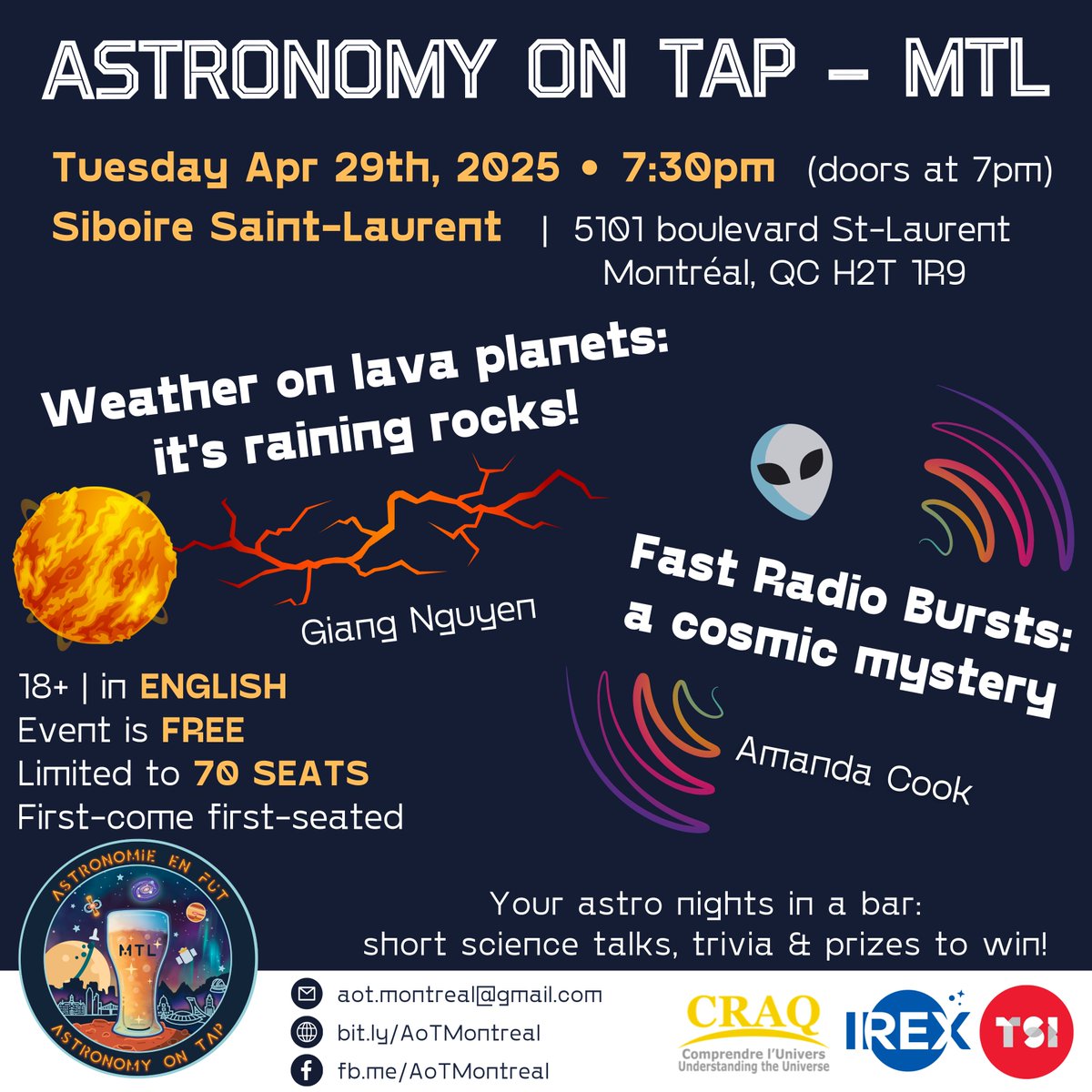 Astronomy on Tap | Astronomie en Fût - Montréal (@AoT_Montreal) / Posts / X