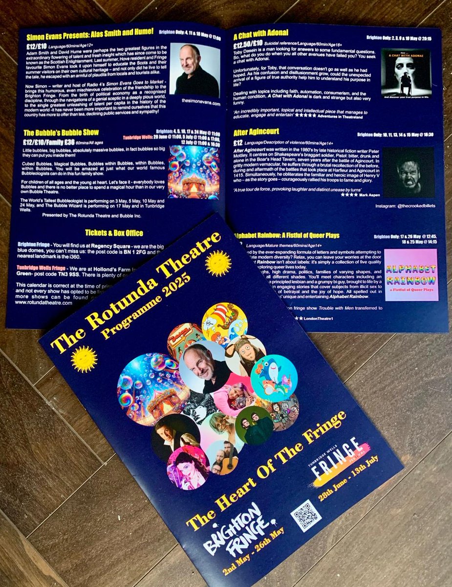 Rotunda's 2025 Brochure for <a href="/brightonfringe/">Brighton Fringe</a>  <a href="/TWFringe/">TWFringe</a> is out now! Enjoy checking out #theatre #comedy #musical #cabaret #children #family shows performing at our #fringe venue at #brighton 2-26 May &amp; Langton Green #tunbridgewells 28 Jun-13 Jul.
rotundatheatre.com/whatson