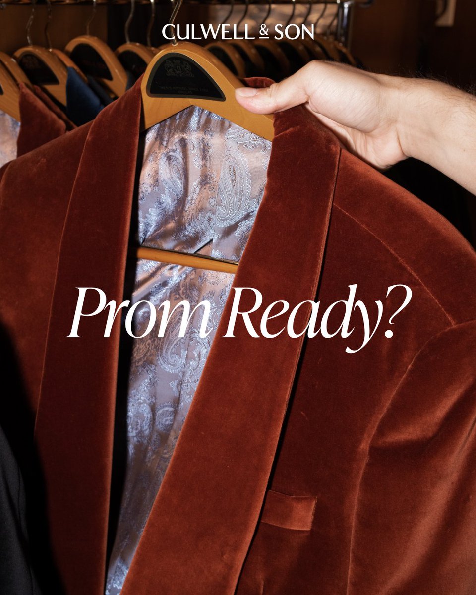 CulwellandSon's tweet image. Prom ready? We’ve got you covered! Students, get the perfect suit or tux and a fresh cut from our grooming room. Parents, relax—we’ve got the details. ✨

#mensfashion #customsuit #menswear #dallasfashion #classicmenswear #tuxedo #mensapparel #dressshoes