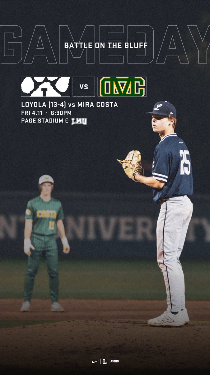 LoyolaBSB's tweet image. 𝐆𝐀𝐌𝐄𝐃𝐀𝐘 • See you at LMU!

🆚 | Loyola (13-4) vs Mira Costa
📅 | Friday, Apr. 11
⏰ | 6:30PM
🏟️ | Page Stadium at LMU
📍 | Westchester, CA
🎟️ | gofan.co/event/3523471?…

#LoyolaBaseball | #GoCubs | #AMDG