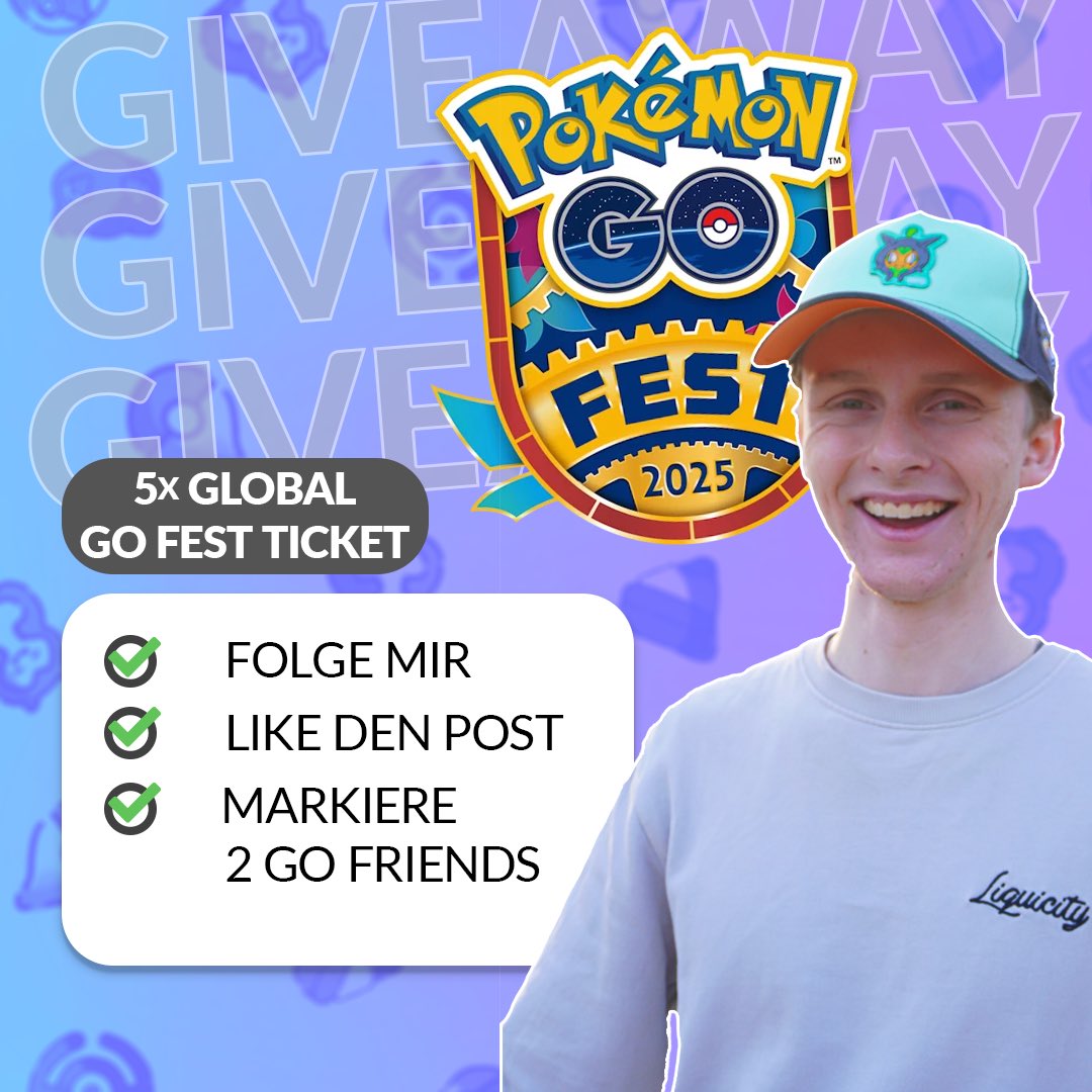5x Pokémon GO Fest: Global 
Tickets Giveaway 👏🏻👀

• Follow <a href="/hannesmeinname/">HanniMew</a> 
• Tag 2 Pokémon GO Friends
• Repost this Post ↩️

Huge Thanks <a href="/PokemonGOdeu/">Pokémon GO Deutschland</a> for making this happen! 💯

#PokemonGOApp #PokemonGO