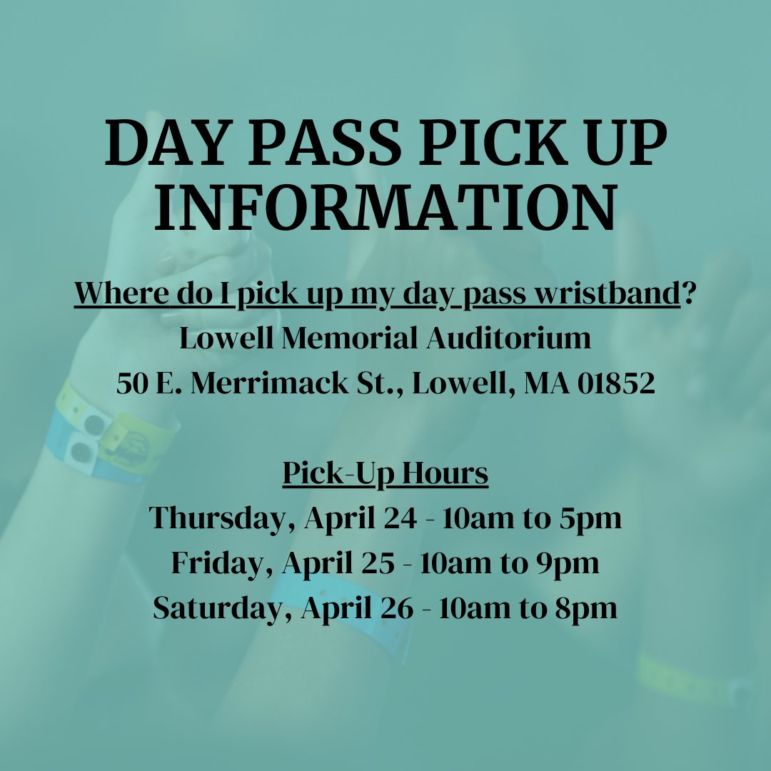 Did you purchase a single-day or multi-day pass for this year's festival? Please make note of this wristband pick up information.
