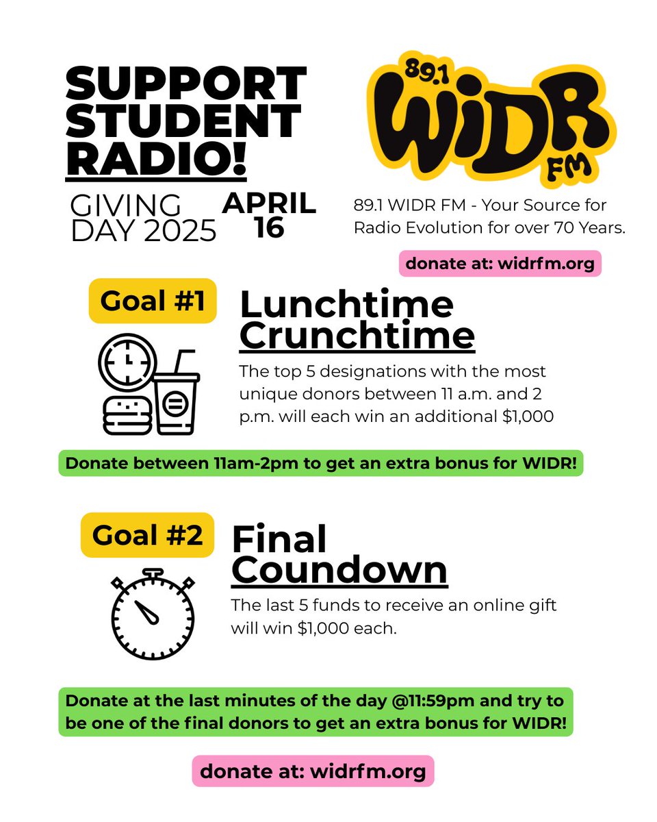 Support Student Radio! WMU Giving Day is right around the corner! Help fund the 2025 Best College Station in the Nation &amp; see how we continue to evolve radio! 📻