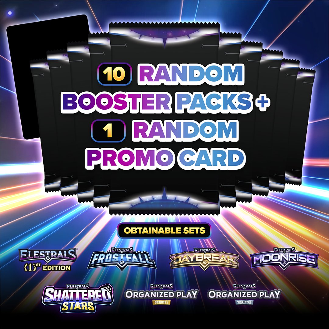 The Pandora's Box - Mystery Packs are BACK & In Stock! Head to ShopElestrals and secure your Pandora's Box! Each box contains 10x random Booster Packs and 1x random Promo The Pandora's Box - Mystery Packs are BACK & In Stock! Head to ShopElestrals and secure your Pandora's Box! Each box contains 10x random Booster Packs and 1x random Promo