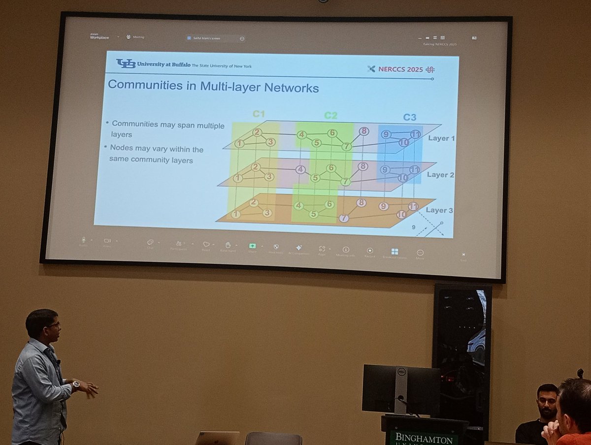 amahury0's tweet photo. Now Saiful Islam tells us about his work on using #multilayernetworks to capture complex interactions between gene communities that co-express each other.
#NERCCS2025 https://t.co/71YbHLHGSl