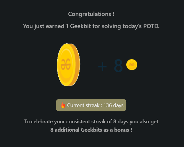 Mayank_kumar111's tweet photo. Day 148: Building Blocks of Brilliance Small steps big dreams! Another day breakthrough on the start.

@geeksforgeeks 

#geekstreak2024 #dsa #learntocode #learndsa #160daysofcode #gfg #geeksforgeeks #CodingChallenge #162DaysOfCode #gfg160 #Day148 #CodeMastery #CodingJourney https://t.co/dDM3f4yeVV