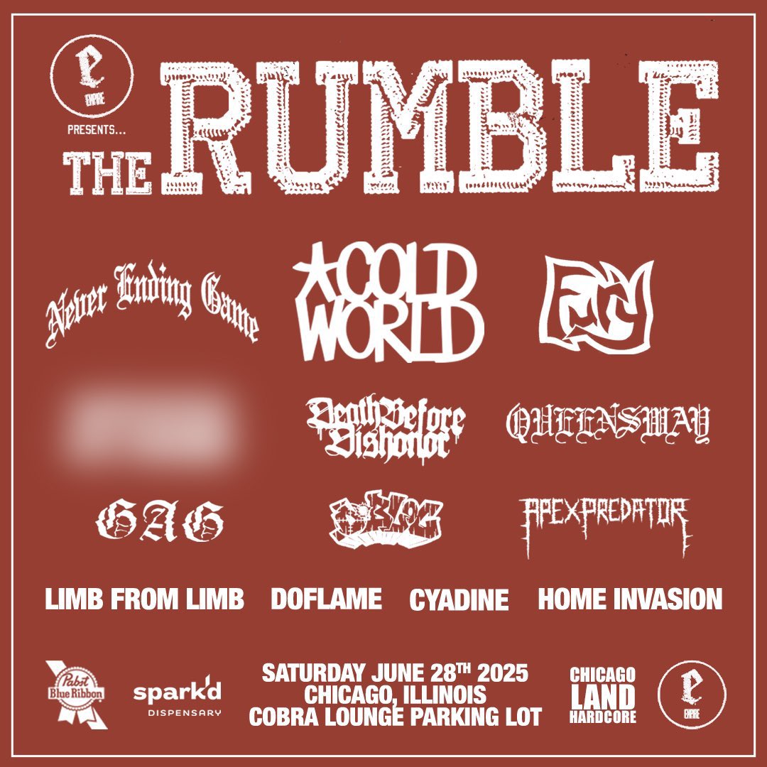 THE RUMBLE IN CHICAGO 

JUNE 27th &amp; 28th

linktr.ee/therumble