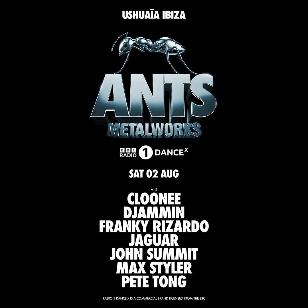 Radio 1 Dance X takes over ANTS METALWORKS

​​Saturday 2 August. Global sounds, underground energy.

​​Tickets available: l.unitedants.com/dmpw9v