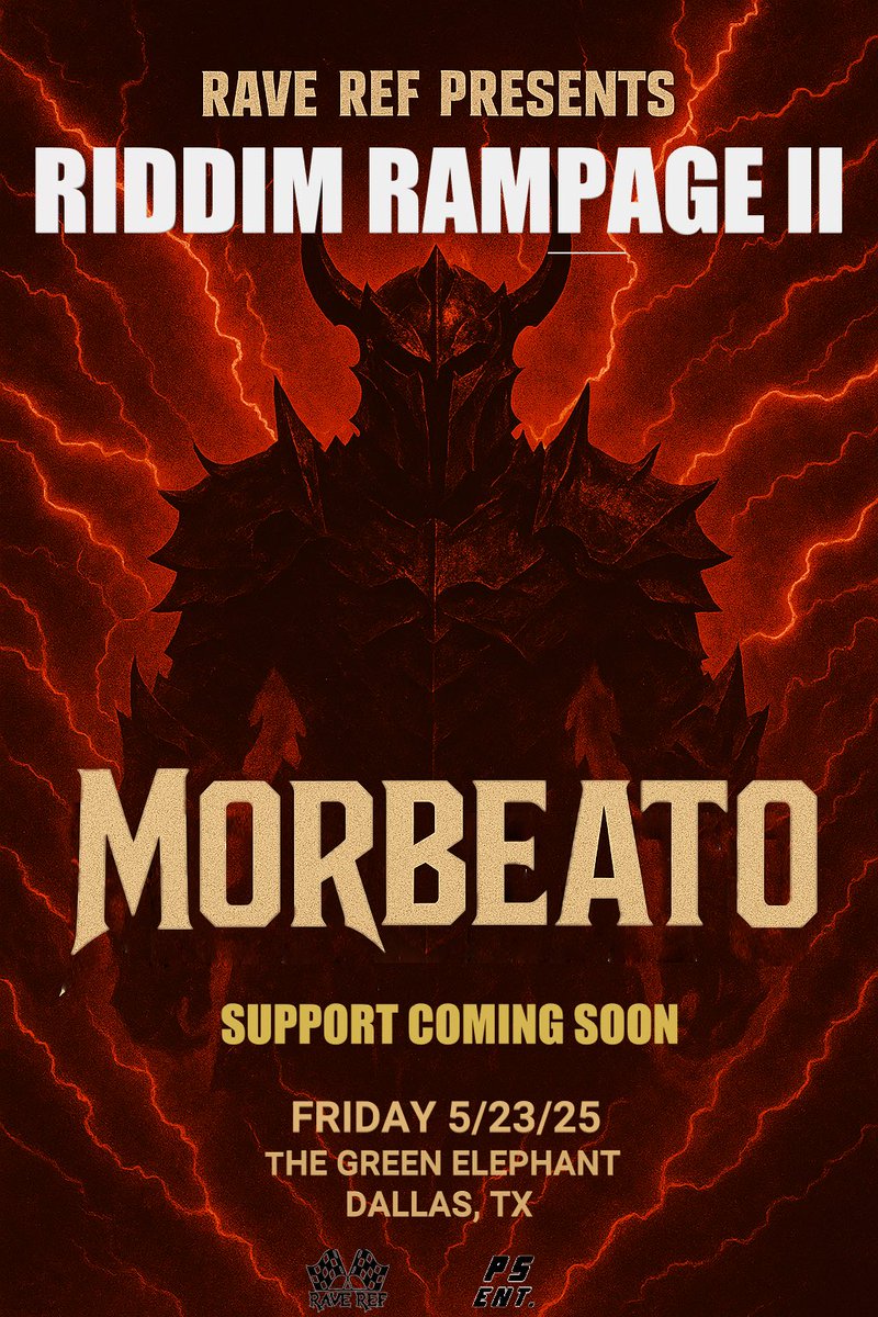 Alright Dallas, you’ve been warned!
We’ve got <a href="/itsmorbeato/">Morbeato</a> headlining the next Riddim Rampage at Green Elephant on May 23rd and this one’s about to get nasty.

Early bird tickets just went live, and they won’t stick around long. If you’re tryna be in the pit for this one… don’t