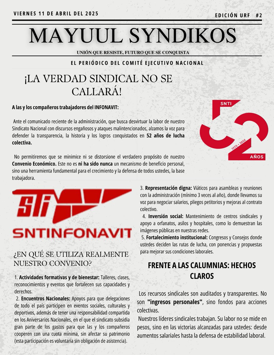ComiteSnti's tweet photo. ¡LA VERDAD SINDICAL NO SE CALLARÁ!

Liga del periódico edición 2 especial

https://t.co/9mgxOkhV4s https://t.co/OlInsOtxQo