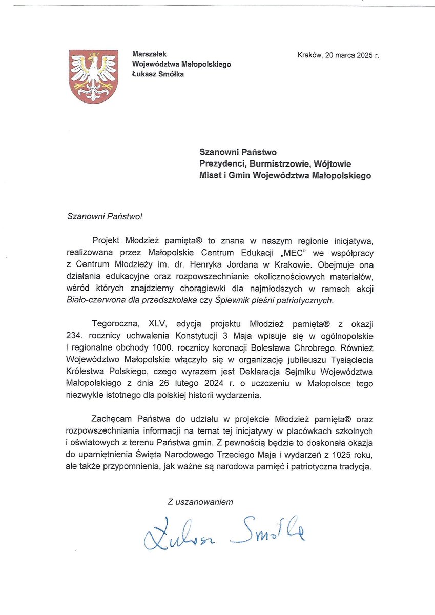 CentrumMa's tweet photo. XLV edycja projektu Młodzież pamięta® zbliża się wielkimi krokami! W tym roku obchodzimy wyjątkową rocznicę 1000 - lecia Królestwa Polskiego!  Więcej informacji już wkrótce na naszych mediach społecznościowych oraz na https://t.co/xocM6BzHhO!
@malopolskaPL https://t.co/ZBXG3kWfUp