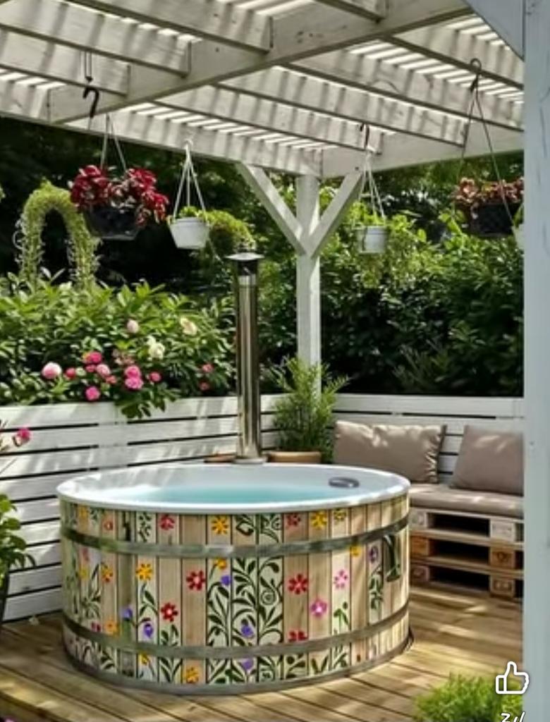 AprilsFlowersW1's tweet photo. Hmm
A pergola seating area with a hillbilly hot tub. 
More hmm-ing https://t.co/exPEFM4weK