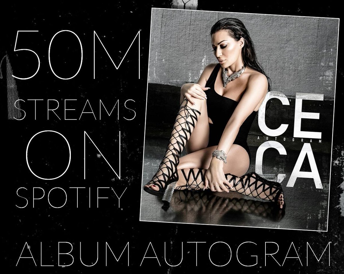 PressCeca's tweet photo. 🔝Cecin album Autogram je zabeležio više od 50 miliona strimova na Spotifaju!
#Ceca #Autogram #Spotify #50M https://t.co/XXjlSkmxKc