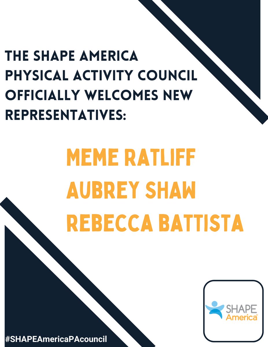 Dr. Lisa Paulson (@pauls640) on Twitter photo Please help me officially welcome our newest <a href="/SHAPEAmerica/">SHAPE America</a> Physical Activity Council representatives: <a href="/meme3rat/">MeMe Ratliff</a>, Aubrey Shaw, & Rebecca Battista 👏👏👏
Thank you in advance for your service & leadership 🙏
PS: You're joining a really great team 😁
#SHAPEPACouncil Please help me officially welcome our newest <a href="/SHAPEAmerica/">SHAPE America</a> Physical Activity Council representatives: <a href="/meme3rat/">MeMe Ratliff</a>, Aubrey Shaw, & Rebecca Battista 👏👏👏
Thank you in advance for your service & leadership 🙏
PS: You're joining a really great team 😁
#SHAPEPACouncil