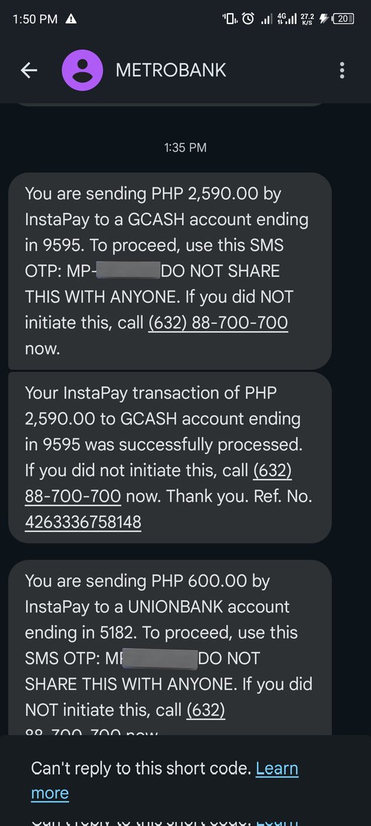 rctavera's tweet photo. My history on my bank acc and SMS. https://t.co/S0leEcoKoL