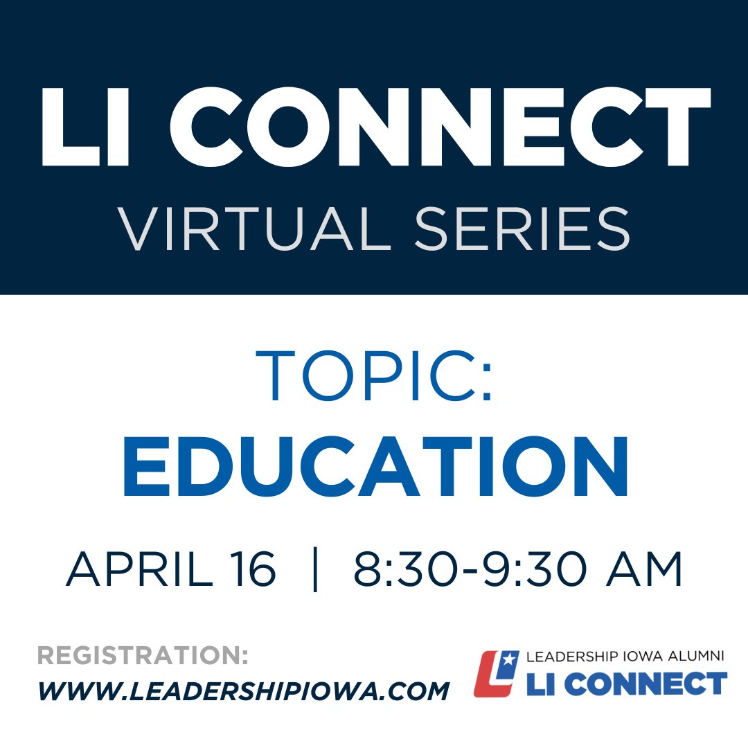 Leadership Iowa Alumni Society Members, registration is open for our next LI Connect, where we’ll dive into work-based learning featuring Avenue Scholars. Join us next Wednesday at 8:30 AM on Zoom.

Register here! loom.ly/v2fZdq0