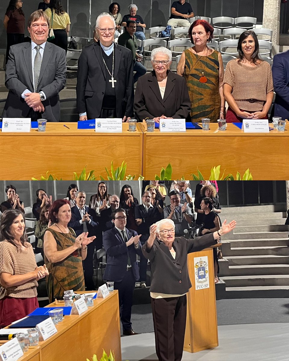 luizaerundina's tweet photo. Doutora Honoris Causa pela @puc_sp! Que honra! Que alegria! Muito obrigada a todas e todos que estiveram comigo durante essa caminhada até aqui. Um beijo em cada um e em cada uma de vocês! #honoriscausa #pucsp #erundina https://t.co/Vwz2lOM9RR