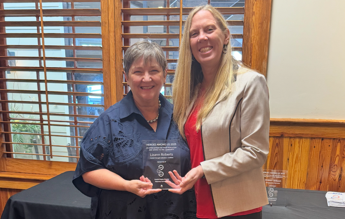 Congratulations to Chatham County’s Tara Jennings, Coastal Georgia Indicators Coalition’s Lizann Roberts, and all the other deserving recipients of the Heroes Among Us awards from the Coastal Empire Disaster Recovery Committee!