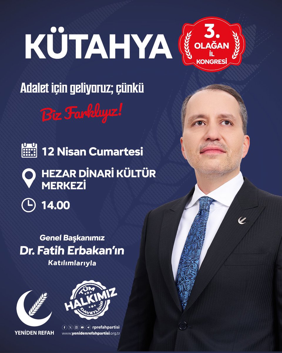 erbakanfatih's tweet photo. İl kongremize katılmak üzere yarın Kütahya’dayız inşallah. https://t.co/fpcTKaMkp2