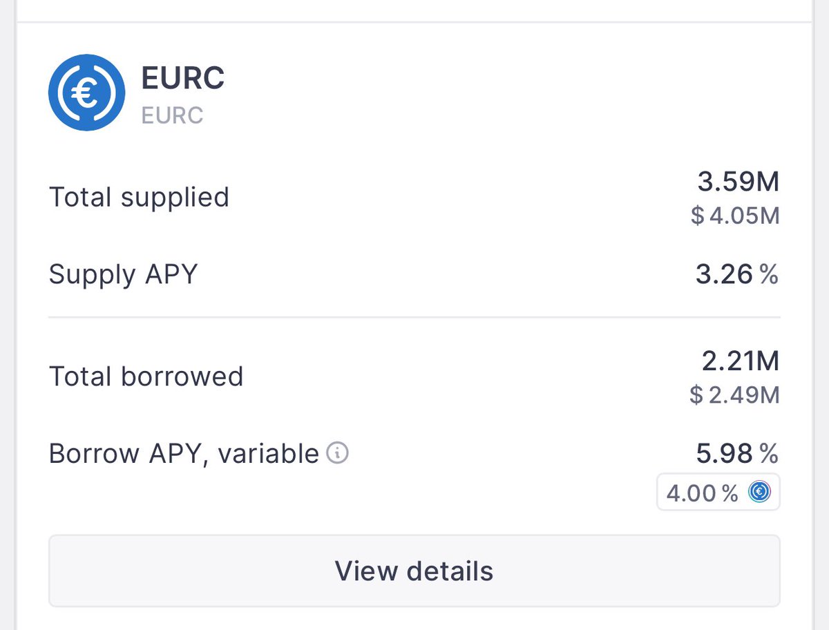 EUR yielding more on <a href="/aave/">Aave</a> than on Wise and Revolut. DeFi will win. 🔥
