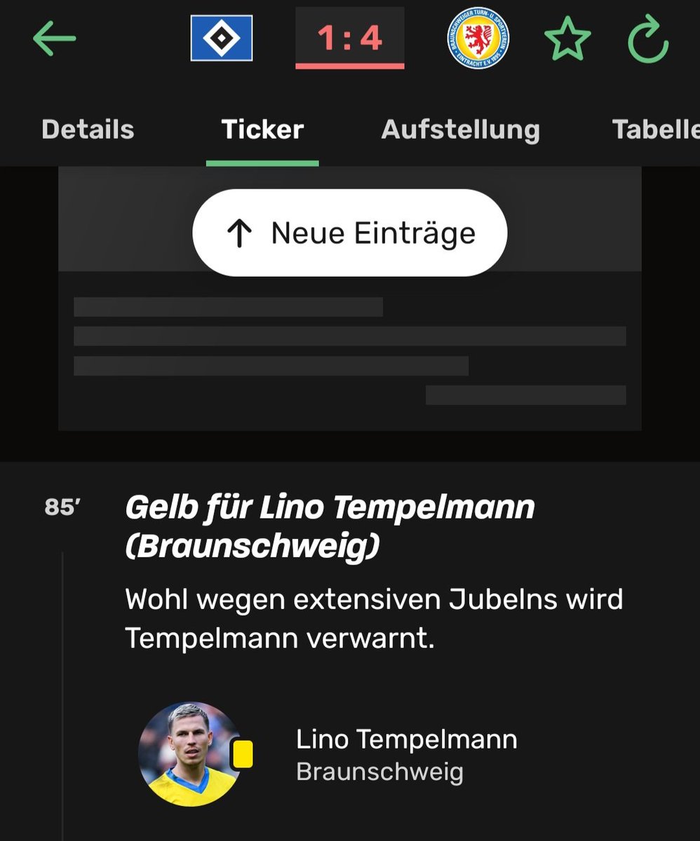 Interimsposter's tweet photo. Lino Tempelmann ist in Braunschweig so krass, er darf sogar 2x gelb bekommen, ohne gelb-rot zu erhalten.
#hsvbtsv https://t.co/JdnEcfC7An