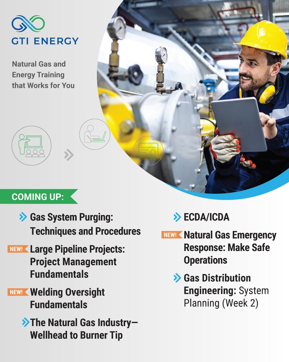 GTIeducation's tweet image. New skills. New opportunities. Where will natural gas training take you? Use code TAKE15_2025 for 15% off courses on gas system purging, project management, emergency response, system planning, and more. ➡️ linkedin.com/posts/gti-trai…