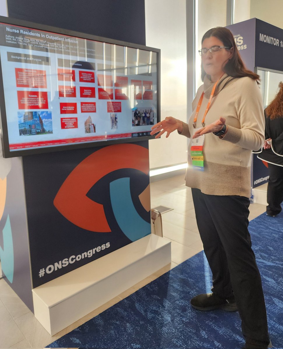 colleen1206's tweet photo. Jessica Dove, James nurse, presenting her work at #ONSCongress. @oncologynursing @OSUCCC_James @CCONS614 https://t.co/Rj4pPfFFpz