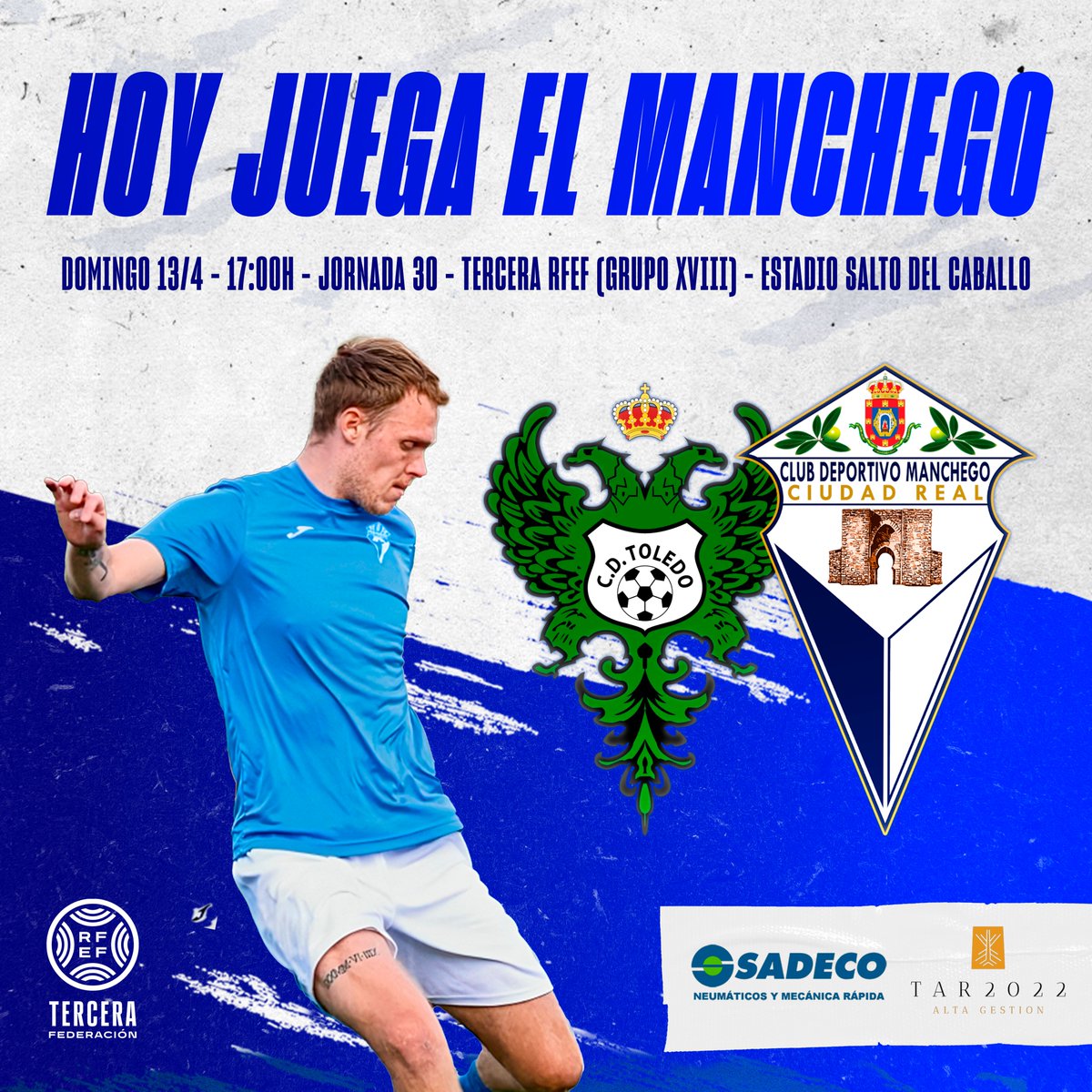 🔵 HOY JUEGA EL MANCHEGO ⚪️

🆚 C.D. Toledo
🗓️ Domingo 13/4
⏰ 17:00h
🏟️ Estadio Salto del Caballo

#AupaManchego 💙🤍
