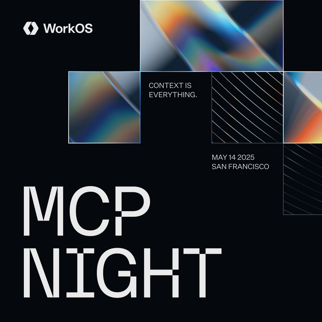 WorkOS's tweet photo. 📅 Save the Date: May 14 | MCP Night

A special, one-night event for those shaping the future of AI and MCP—demos, discussions, and developers.

Join us at the Exploratorium in San Francisco!

Register below ⬇️