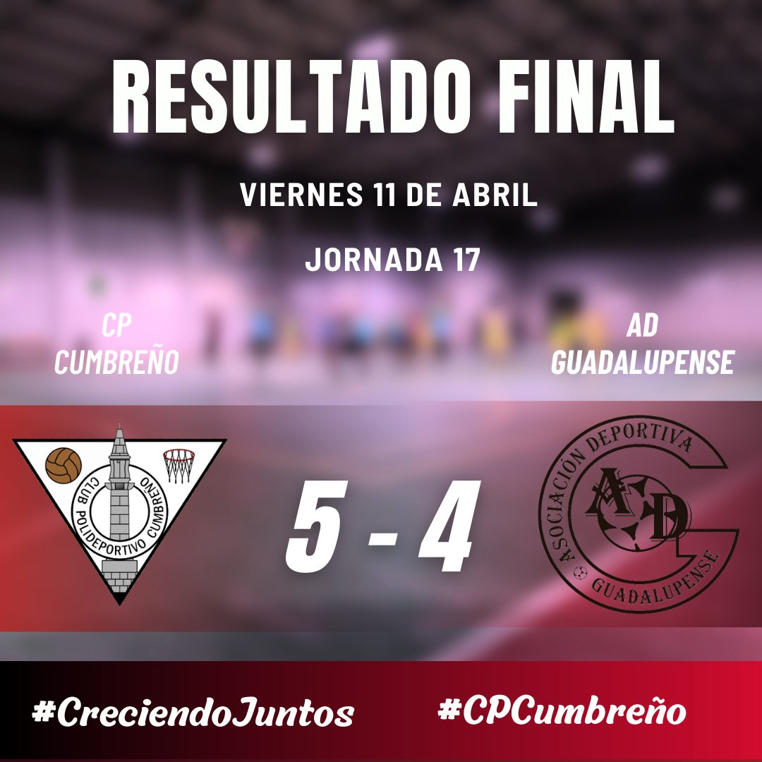 Final:
CP Cumbreño: 5
AD Guadalupense: 4

#12y3Cumbreño #CreciendoJuntos