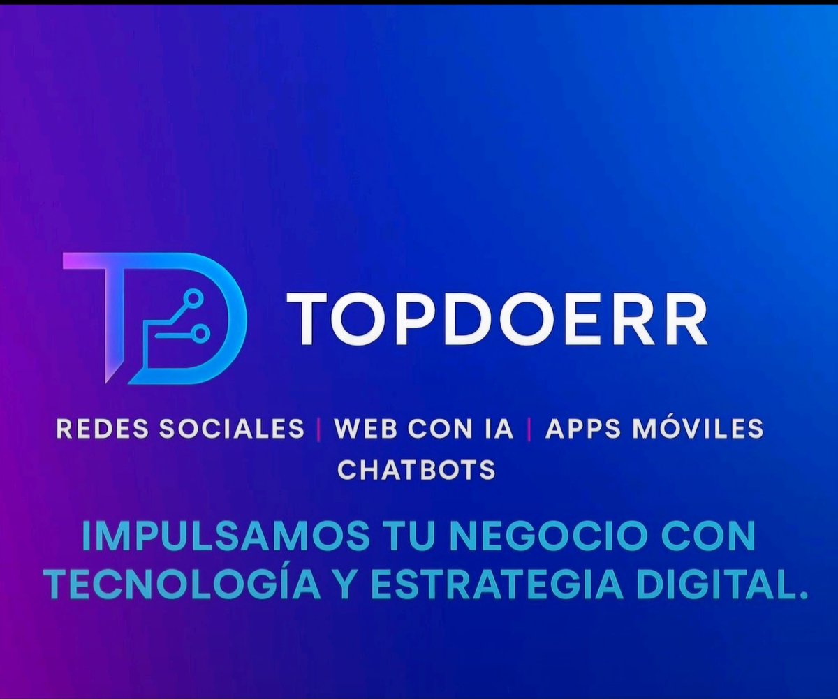 Pla2Freelancers's tweet photo. Haz crecer tu negocio con nuestros asistentes de IA de Topdoerr. 
#TopDoerr #IAParaNegocios #InnovaciónDigital #tecnologíadesdepr https://t.co/GVBAinugGD