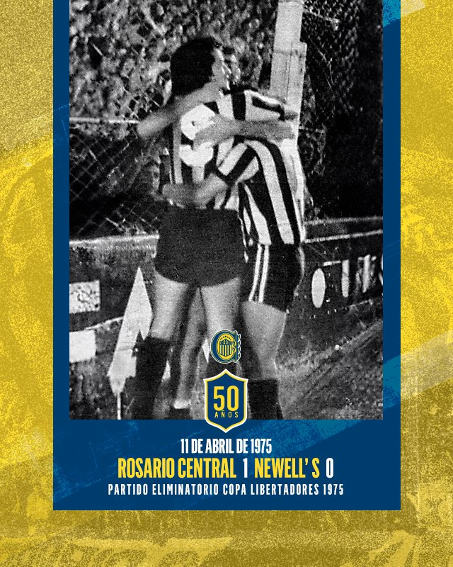 #RecuerdoCanalla | 🇺🇦🏆👋 ¡50 años de la eliminación Clásica en Copa Libertadores!

📆 Un día como hoy pero de 1975, #RosarioCentral superó por 1-0 a  Newell's con el gol del "Matador" <a href="/ESPNMarioKempes/">Mario Kempes</a> ⚽️