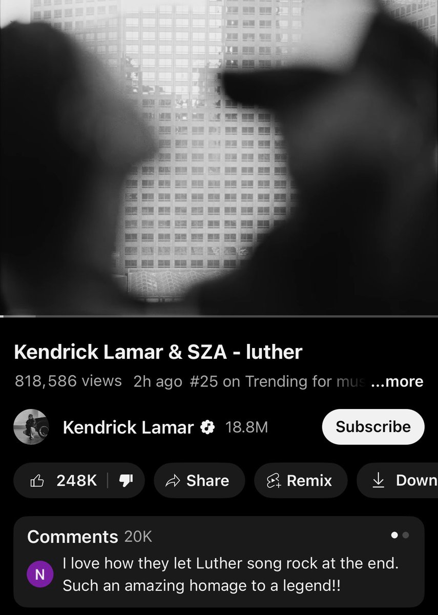 hiphopunison's tweet photo. Luther dropped 2 hours ago, 800K views but 20K comments already and 250K likes. Drake NOKIA has 9M views 40K comments and 403K likes. In other words, unless humans have such different behavior pattern on both videos…. 9M = 400K likes yet 800K views = 248K likes??? Haha DON’T BE DUMB. It’s so obvious at this point 🤣