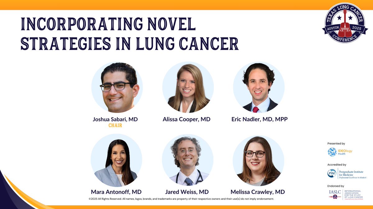 TLC Conference (@tlcconference) on Twitter photo Join Dr. <a href="/JSabari/">Joshua Sabari, MD</a> and leading experts as they discuss incorporating novel strategies in #lungcancer at 1:50 PM. #TexasLung25 hubs.la/Q03g5QMj0 <a href="/maraantonoff/">Mara Antonoff, MD, FACS</a> <a href="/alissajcooper/">Alissa Cooper, MD</a> <a href="/DrJaredWeiss/">Jared Weiss</a> Join Dr. <a href="/JSabari/">Joshua Sabari, MD</a> and leading experts as they discuss incorporating novel strategies in #lungcancer at 1:50 PM. #TexasLung25 hubs.la/Q03g5QMj0 <a href="/maraantonoff/">Mara Antonoff, MD, FACS</a> <a href="/alissajcooper/">Alissa Cooper, MD</a> <a href="/DrJaredWeiss/">Jared Weiss</a>